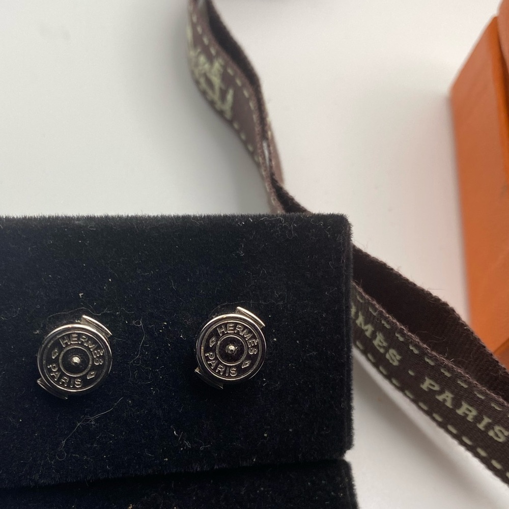 AUTHENTIC Hermes Cage d’H Cube Pink/Silver Earrings w/ Original Box & Ribbon - Picture 10 of 14